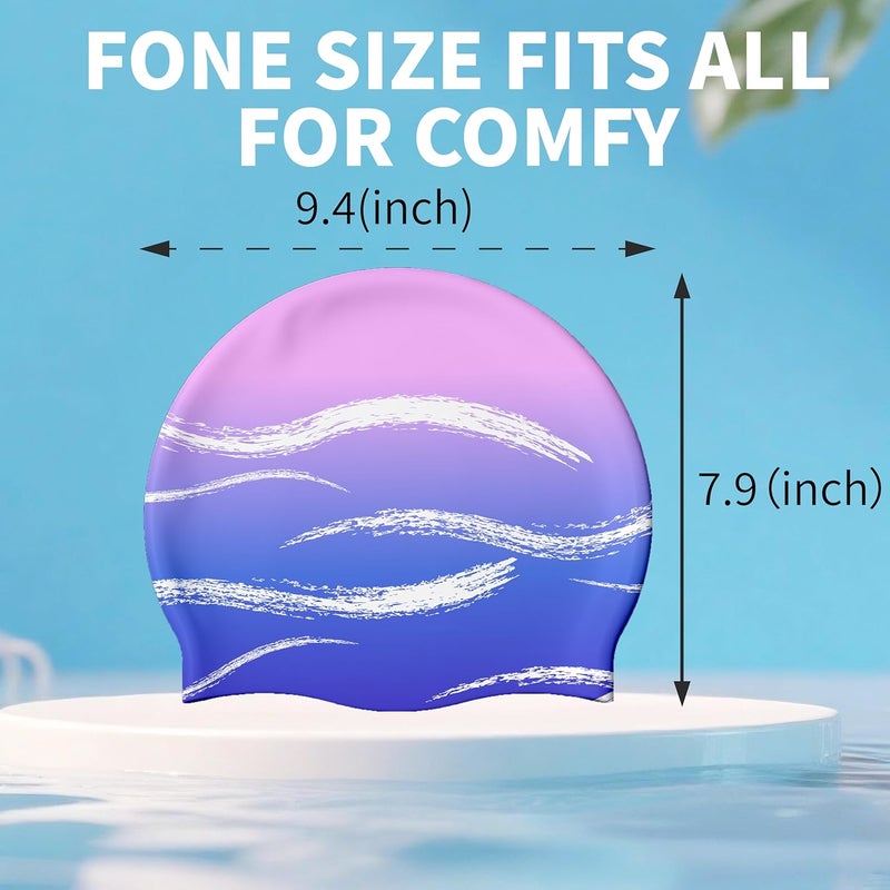 WRTMBOIF Swim Cap for Long Hair, Durable Silicone Swimming Caps for Women Adults Youths, Non-Slip Waterproof Swim Cap to Keep Hair Dry - Image 4